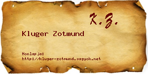 Kluger Zotmund névjegykártya